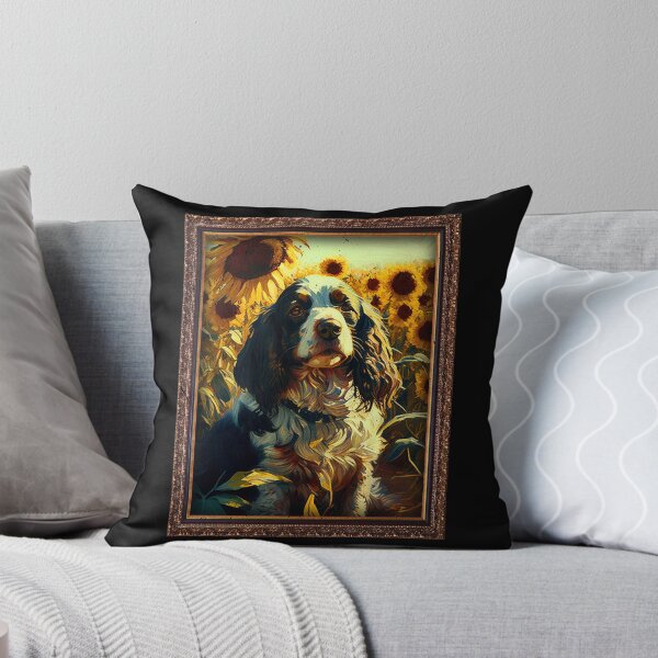 Artikelvorschau, French Spaniel Sunflower Painting Adorable Dog entworfen und verkauft von rafaeltto.