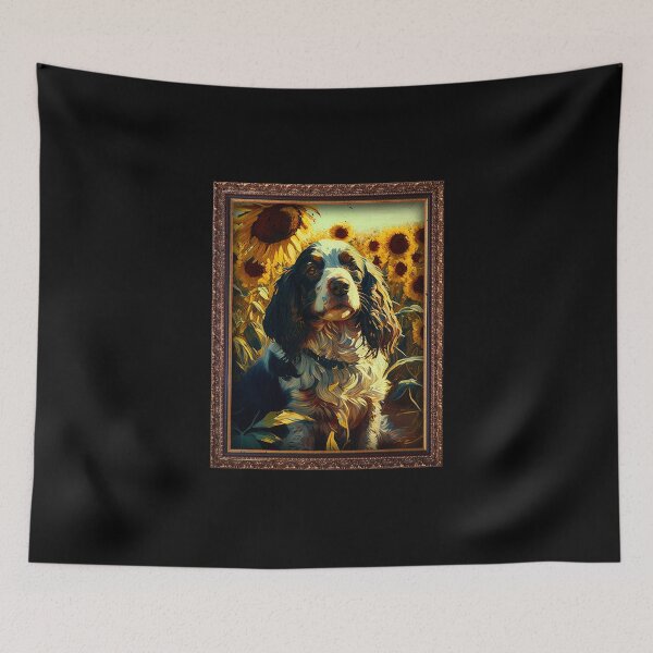 Artikelvorschau, French Spaniel Sunflower Painting Adorable Dog entworfen und verkauft von rafaeltto.
