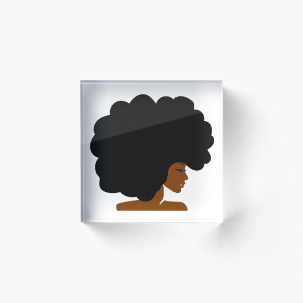 Big Curly Afro Natural Hair Black Woman Acrylic Block