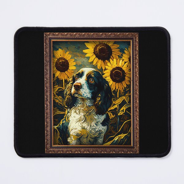 Artikelvorschau, French Spaniel Sunflower Painting Adorable Dog entworfen und verkauft von rafaeltto.