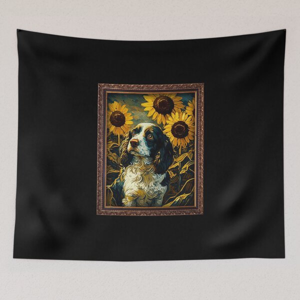 Artikelvorschau, French Spaniel Sunflower Painting Adorable Dog entworfen und verkauft von rafaeltto.