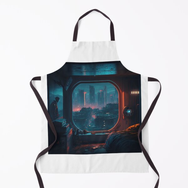Item preview, Explore a visionary world with this captivating artwork showcasing a room immersed in a futuristic city view. designed and sold by farizhilmi.