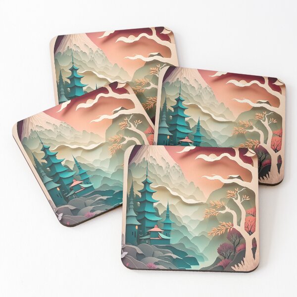 Item preview, Paper Cutout Landscape with Mountains, Trees, and River designed and sold by surfsprite.