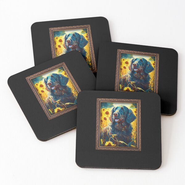 Item preview, German Longhaired Pointer Sunflower Painting Adorable Dog designed and sold by rafaeltto.