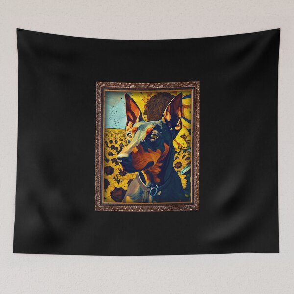 Item preview, German Pinscher Sunflower Painting Adorable Dog designed and sold by rafaeltto.