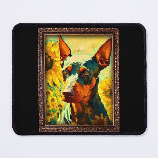 Item preview, German Pinscher Sunflower Painting Adorable Dog designed and sold by rafaeltto.