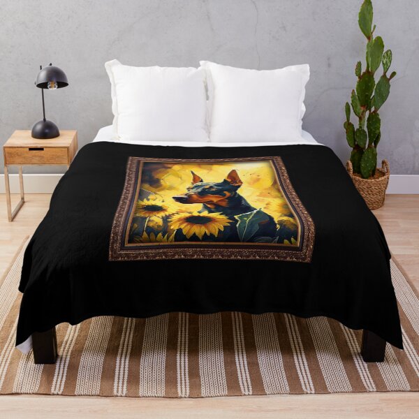 Item preview, German Pinscher Sunflower Painting Adorable Dog designed and sold by rafaeltto.