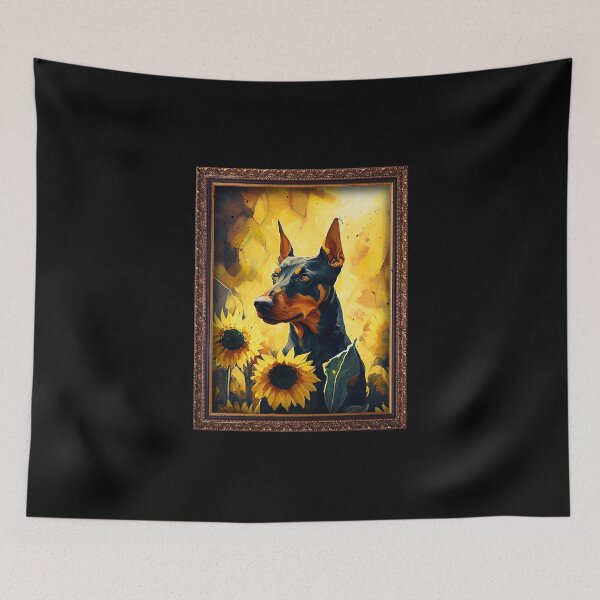 Item preview, German Pinscher Sunflower Painting Adorable Dog designed and sold by rafaeltto.