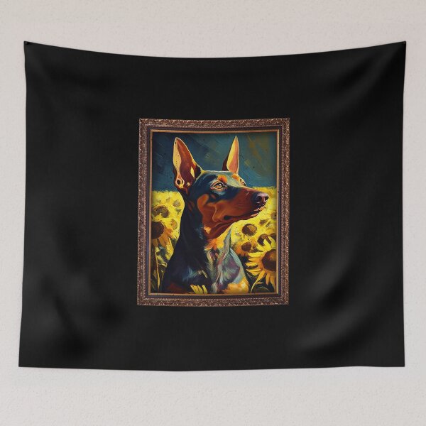 Item preview, German Pinscher Sunflower Painting Adorable Dog designed and sold by rafaeltto.