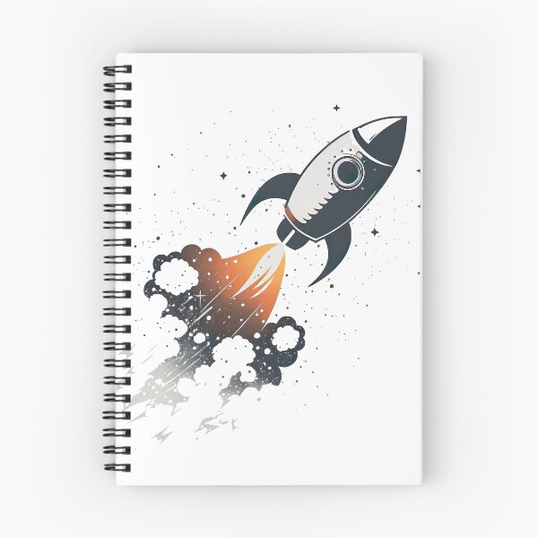 Item preview, Rocket Flying to the Moon Black Gray White designed and sold by ArtfulAmbitions.
