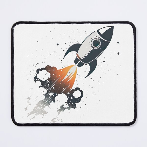 Item preview, Rocket Flying to the Moon Black Gray White designed and sold by ArtfulAmbitions.