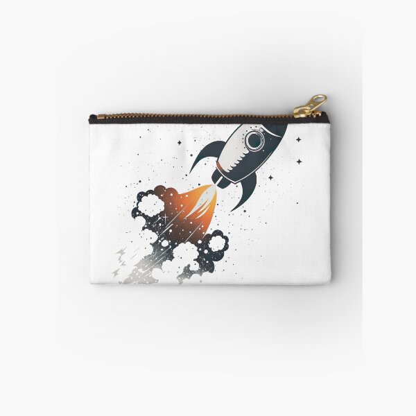 Item preview, Rocket Flying to the Moon Black Gray White designed and sold by ArtfulAmbitions.