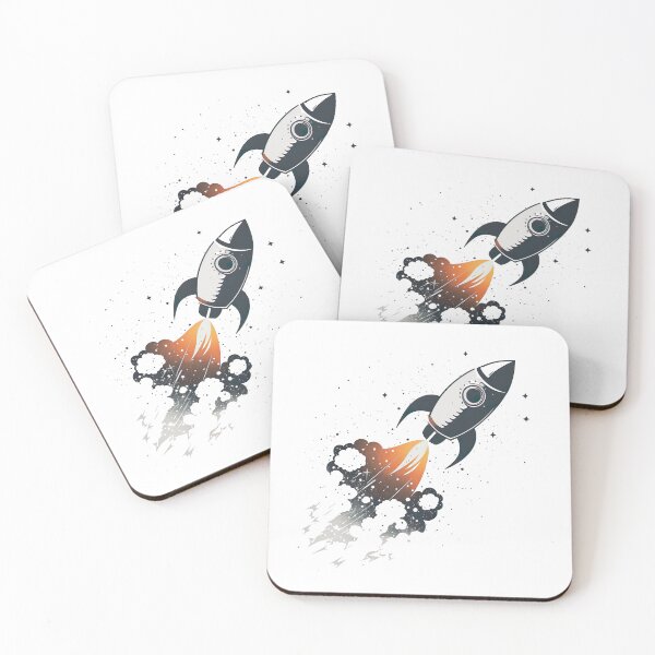 Item preview, Rocket Flying to the Moon Black Gray White designed and sold by ArtfulAmbitions.