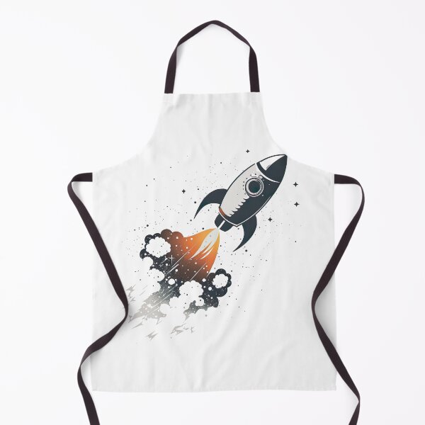 Item preview, Rocket Flying to the Moon Black Gray White designed and sold by ArtfulAmbitions.