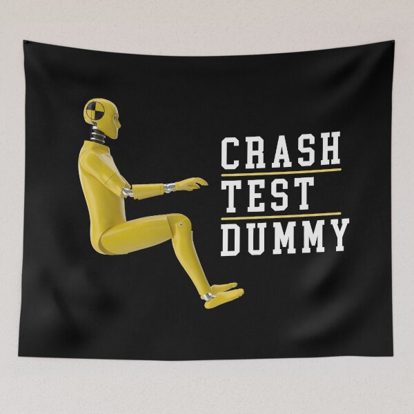 Item preview, Crash Test Dummy Yellow Crash Test Man Facing Side Way With White Text At Side designed and sold by activlifewear.