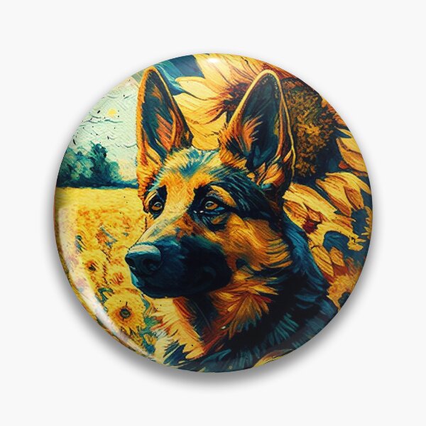 Artikelvorschau, German Shepherd Sunflower Painting Adorable Dog entworfen und verkauft von rafaeltto.