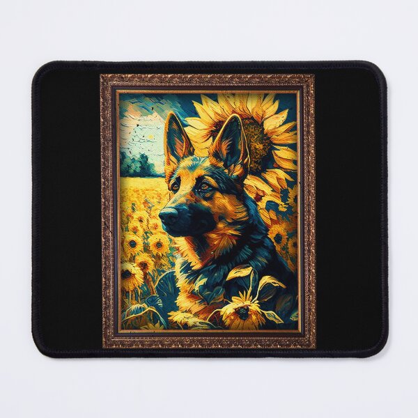 Artikelvorschau, German Shepherd Sunflower Painting Adorable Dog entworfen und verkauft von rafaeltto.