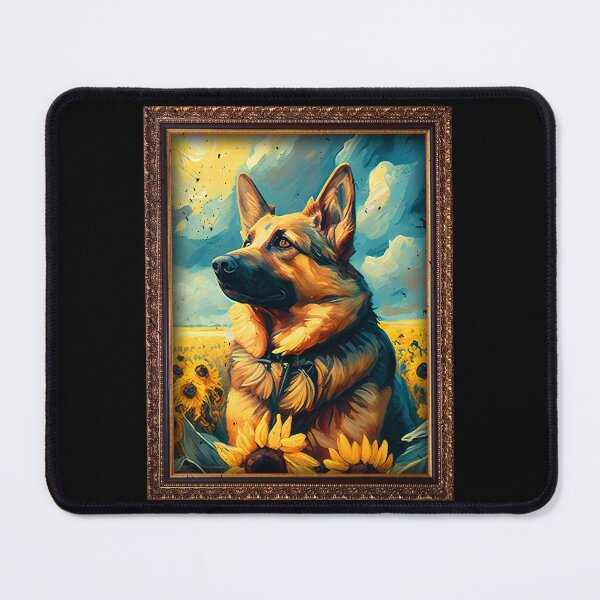 Artikelvorschau, German Shepherd Sunflower Painting Adorable Dog entworfen und verkauft von rafaeltto.