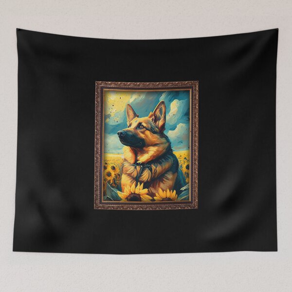 Artikelvorschau, German Shepherd Sunflower Painting Adorable Dog entworfen und verkauft von rafaeltto.
