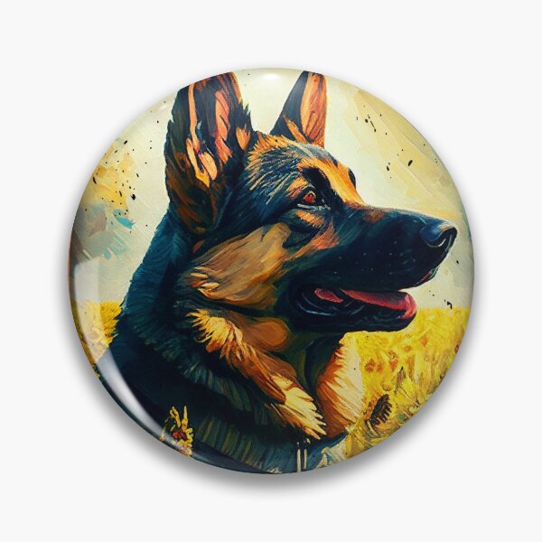 Artikelvorschau, German Shepherd Sunflower Painting Adorable Dog entworfen und verkauft von rafaeltto.
