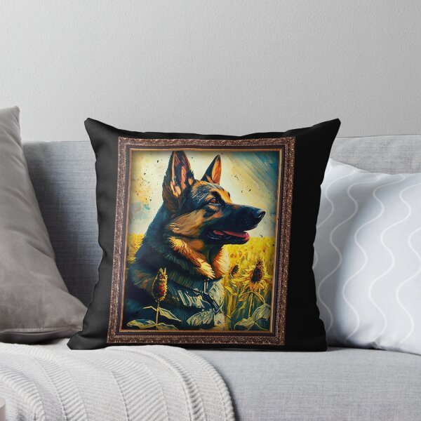 Artikelvorschau, German Shepherd Sunflower Painting Adorable Dog entworfen und verkauft von rafaeltto.