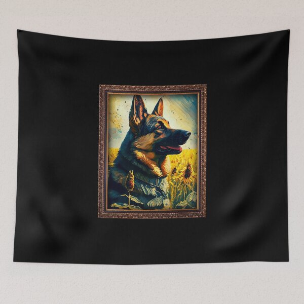 Artikelvorschau, German Shepherd Sunflower Painting Adorable Dog entworfen und verkauft von rafaeltto.