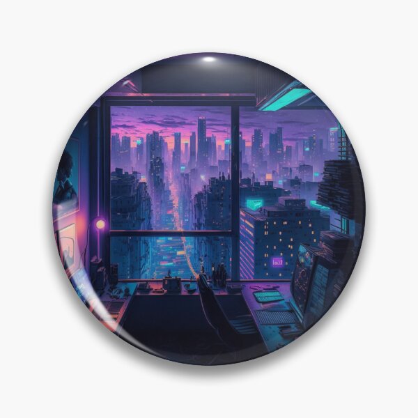Item preview, Experience the awe-inspiring beauty of a futuristic room with an extraordinary cityscape outside in this artwork. designed and sold by farizhilmi.