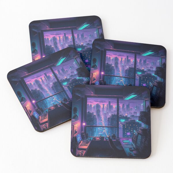 Item preview, Experience the awe-inspiring beauty of a futuristic room with an extraordinary cityscape outside in this artwork. designed and sold by farizhilmi.
