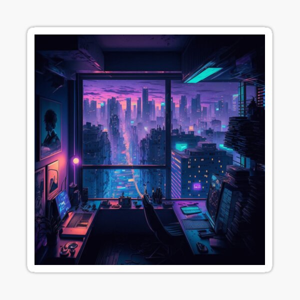 Aperçu de l'œuvre Découvrez la beauté impressionnante d'une pièce futuriste avec un paysage urbain extraordinaire à l'extérieur dans cette œuvre d'art. créée et vendue par farizhilmi.