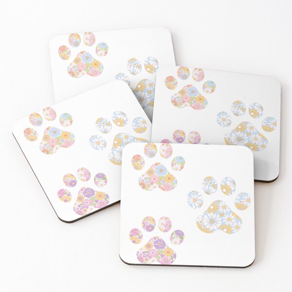 Item preview, Retro Floral Paw Print Trio designed and sold by annmariestowe.