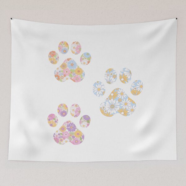 Item preview, Retro Floral Paw Print Trio designed and sold by annmariestowe.