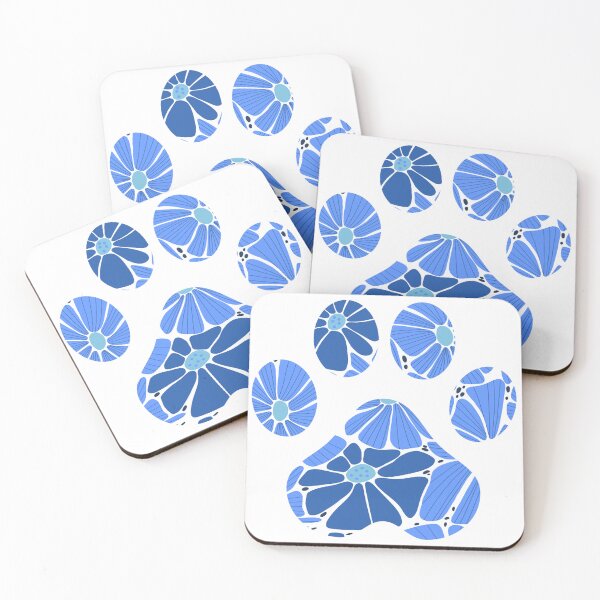 Item preview, Bright Blue Floral Paw Print designed and sold by annmariestowe.