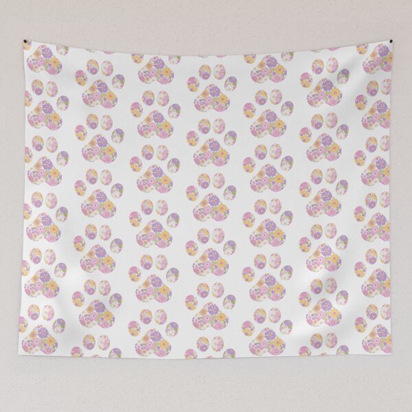 Item preview, 1970s Pink Floral Paw Print designed and sold by annmariestowe.