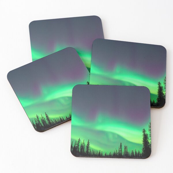 Item preview, Aurora borealis with trees designed and sold by pietrofoto.