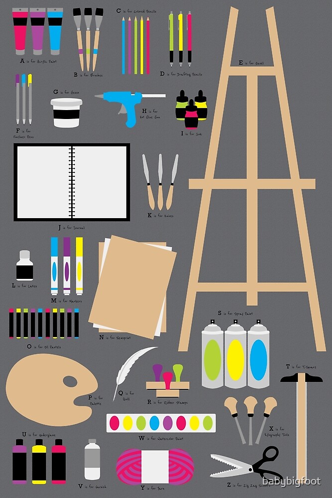 "Art Materials Alphabet" by babybigfoot Redbubble