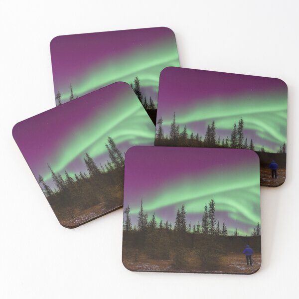 Item preview, Aurora borealis with trees designed and sold by pietrofoto.