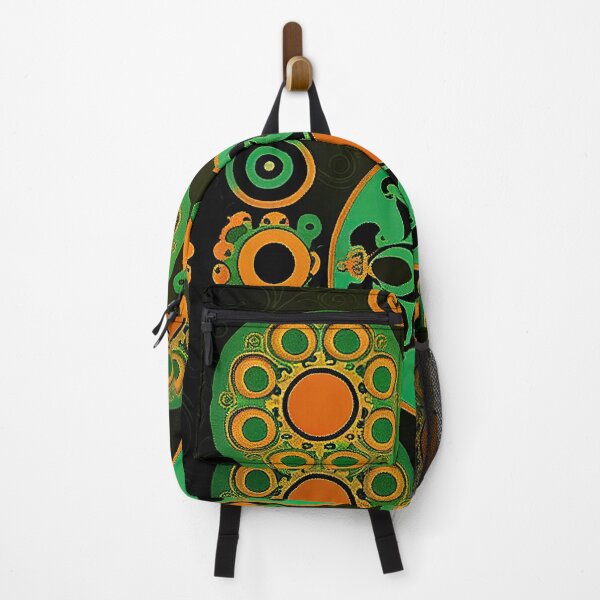 Item preview, retro looking pattern of orange and green circles within circles designed and sold by TheTrendsDesk.
