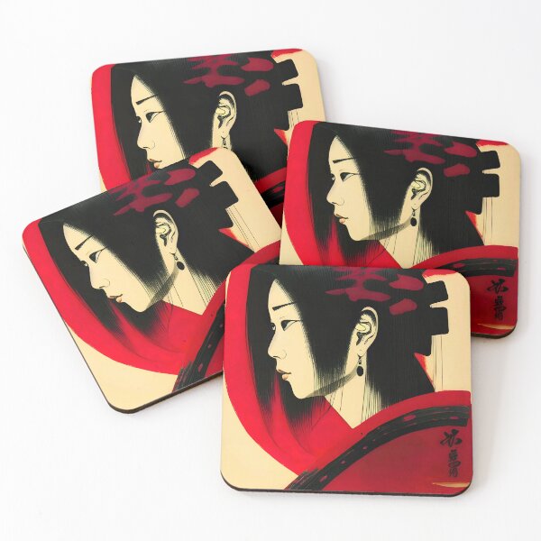 Item preview, Traditional Japanese Art, woman in red and black designed and sold by Awesome Things.