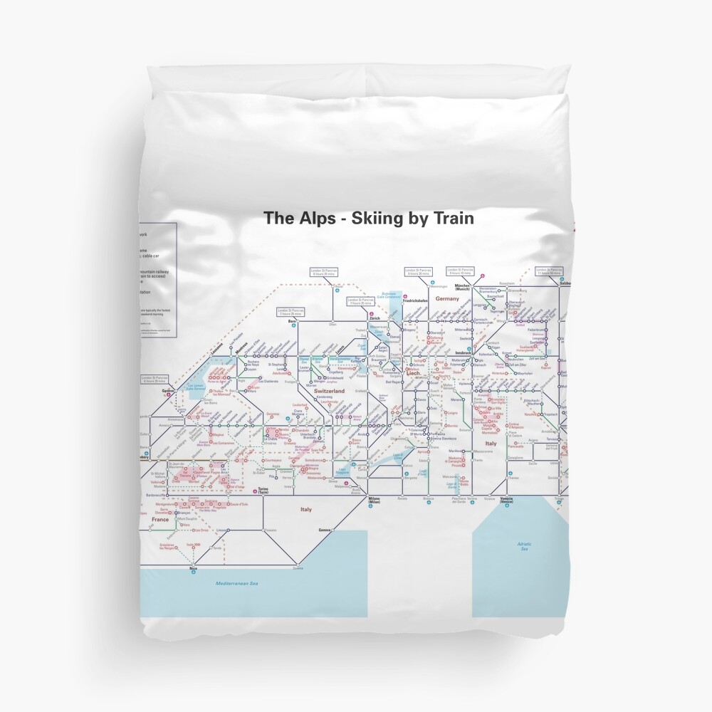 The Alps - Schematic Rail map Duvet Cover