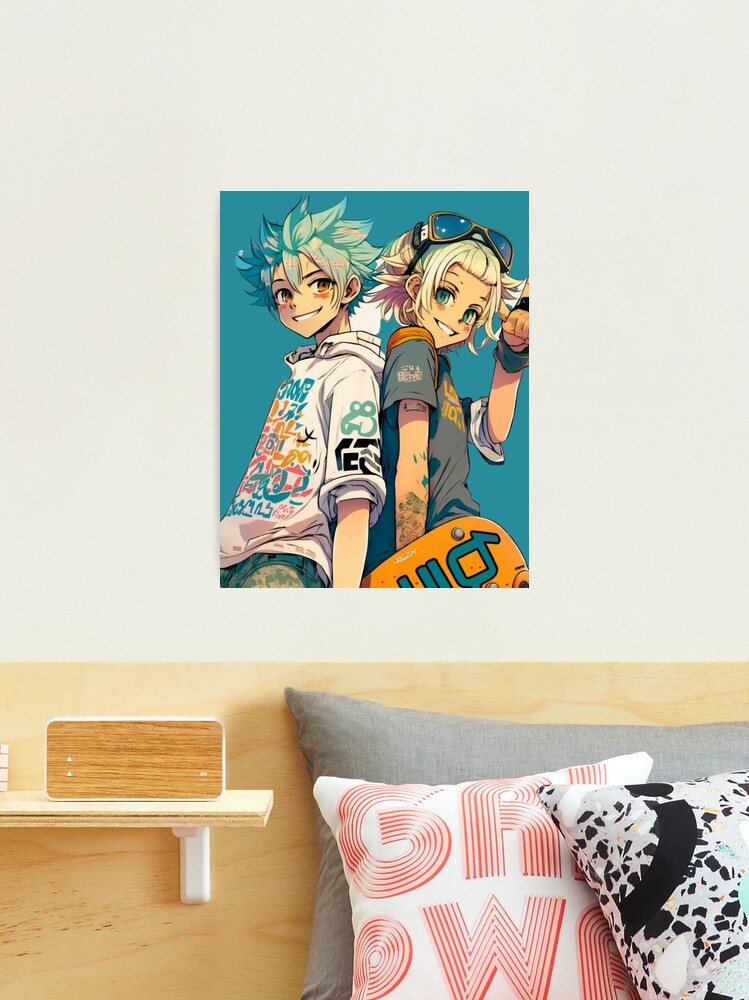 Anime Skateboard Boy and Skateboard Girl Story 1 We are just friends manga  Art Board Print for Sale by SadekCo