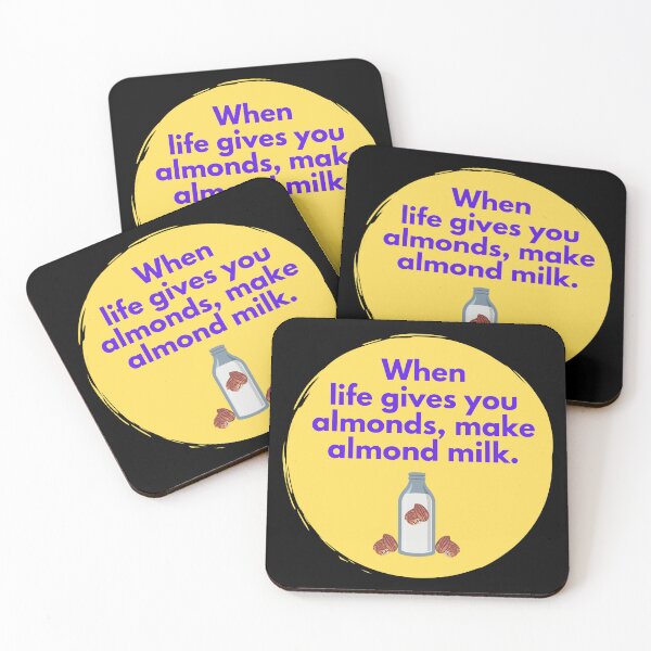 Item preview, When Life Gives You Almonds, Make Almond Milk with Yellow Background and a Bottle of Almond Milk. designed and sold by Paul Corps.