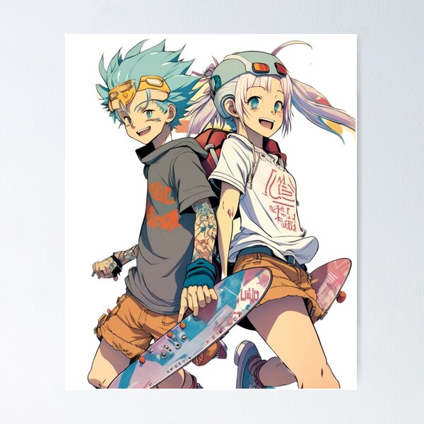 Anime Skateboard Boy and Skateboard Girl Story 1 We are just friends manga  Art Board Print for Sale by SadekCo