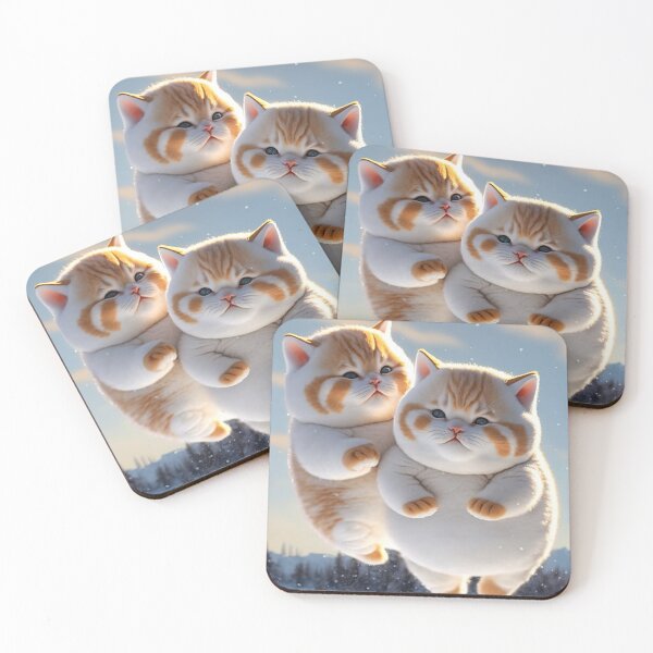 Item preview, Fat Couple kitten flying together, playing in the snow are very lovely photos 3k - 20 designed and sold by jetaiart.
