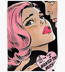 Pink Haired Comic Girl in Love Poster