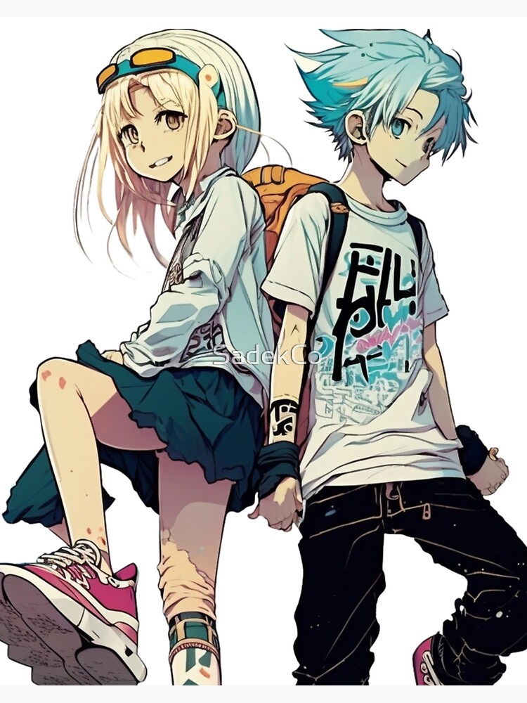 Anime Skateboard Boy and Girl Anime Manga Hold My Hands Art Board Print  for Sale by SadekCo