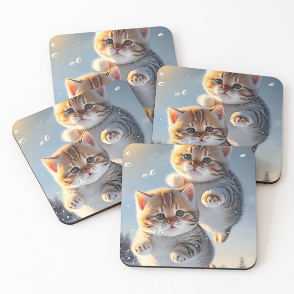 Item preview, Fat Couple kitten flying together, playing in the snow are very lovely photos 3k - 22 designed and sold by jetaiart.