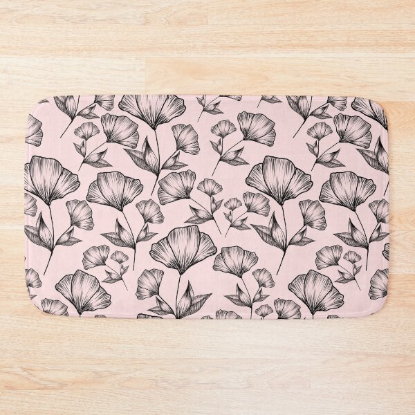 Item preview, Black line art flowers on powder pink, seamless pattern designed and sold by Smetankinaart.