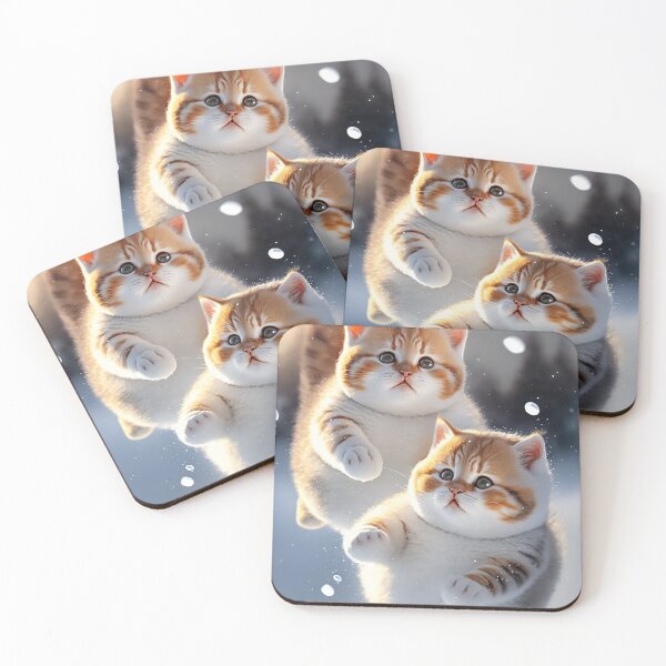 Item preview, Fat Couple kitten flying together, playing in the snow are very lovely photos 3k - 23 designed and sold by jetaiart.