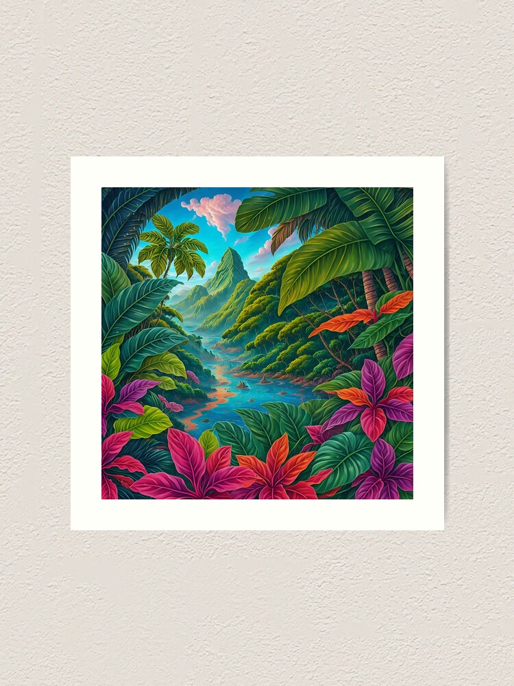 Lush Flora Tropical Botanical selling Painting (Ultra-High Resolution) printed on Modern Acrylic