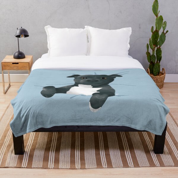 Happy Pit Bull Puppy Dog Throw Blanket